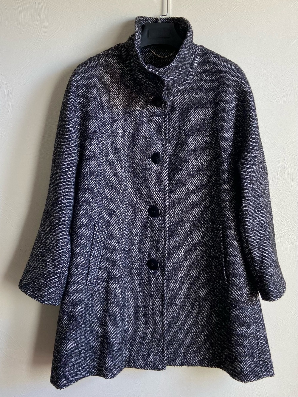 Ellen Tracy black-and-white textured tweed wool-blend over coat 16